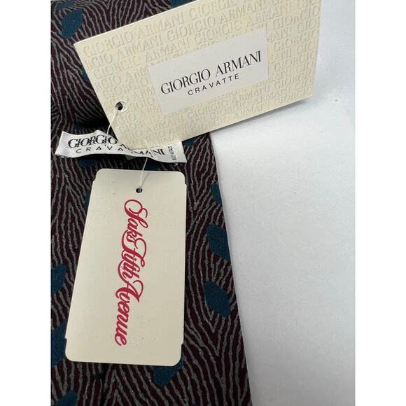 Giorgio Armani Cravatte Repp Silk Tie Italy NWT Abstract Pattern - Picture 4 of 11